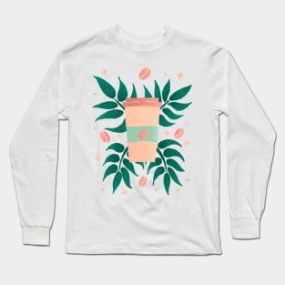 Tropical Coffee - tan and green Long Sleeve T-Shirt